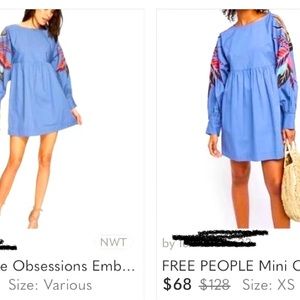 Embroidery balloon sleeve dress